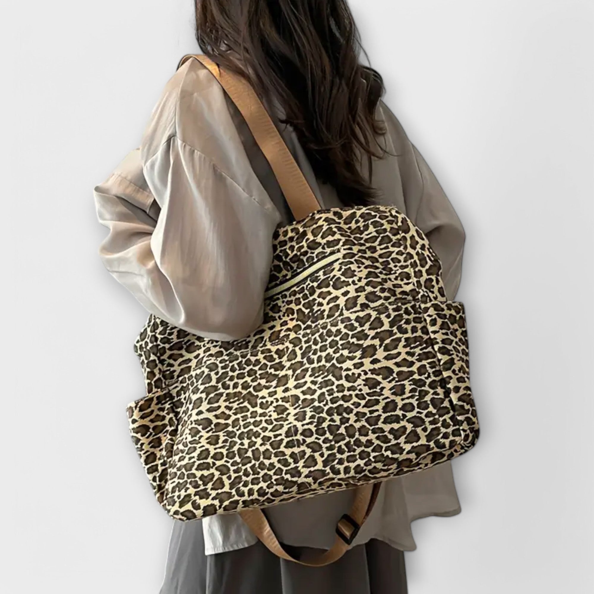 Valentyna - Plátenná Crossbody Taška s Leopardím Vzorom