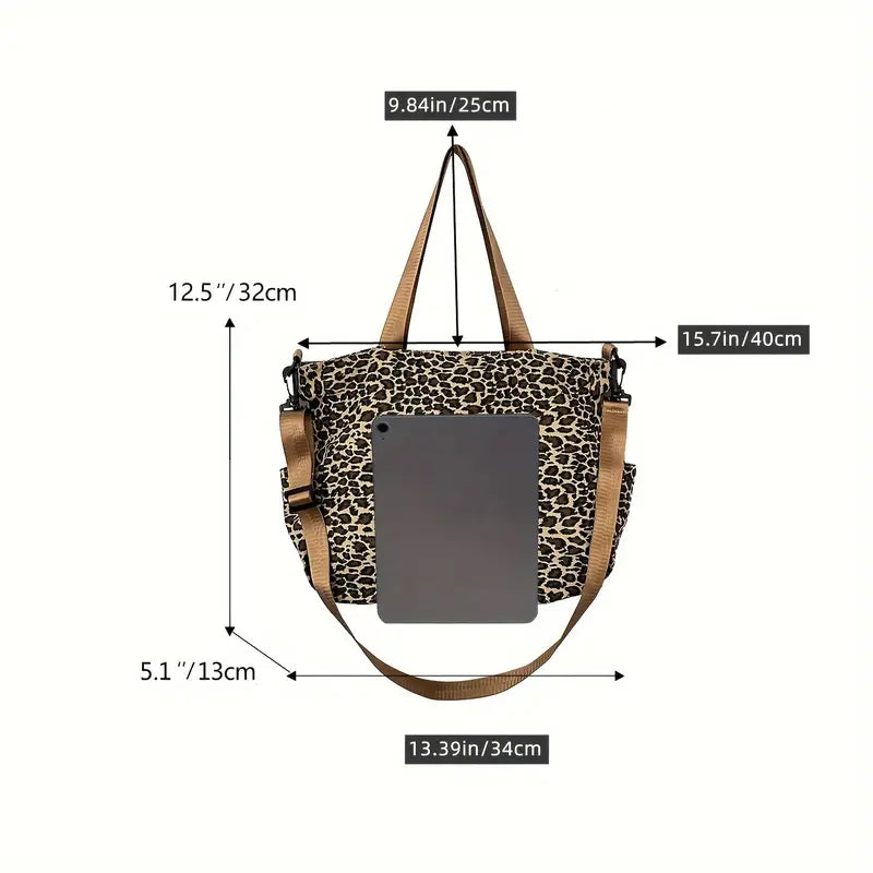 Valentyna - Plátenná Crossbody Taška s Leopardím Vzorom