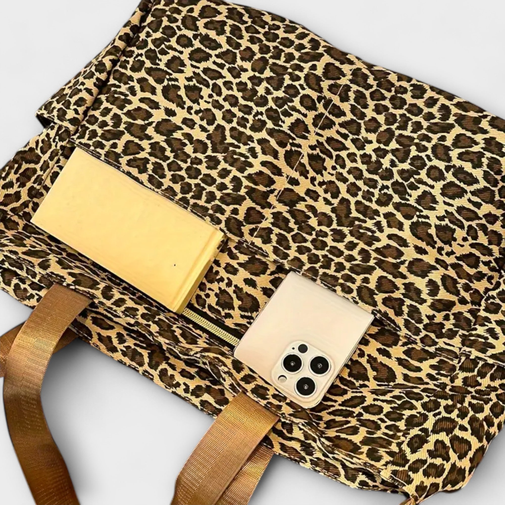 Valentyna - Plátenná Crossbody Taška s Leopardím Vzorom