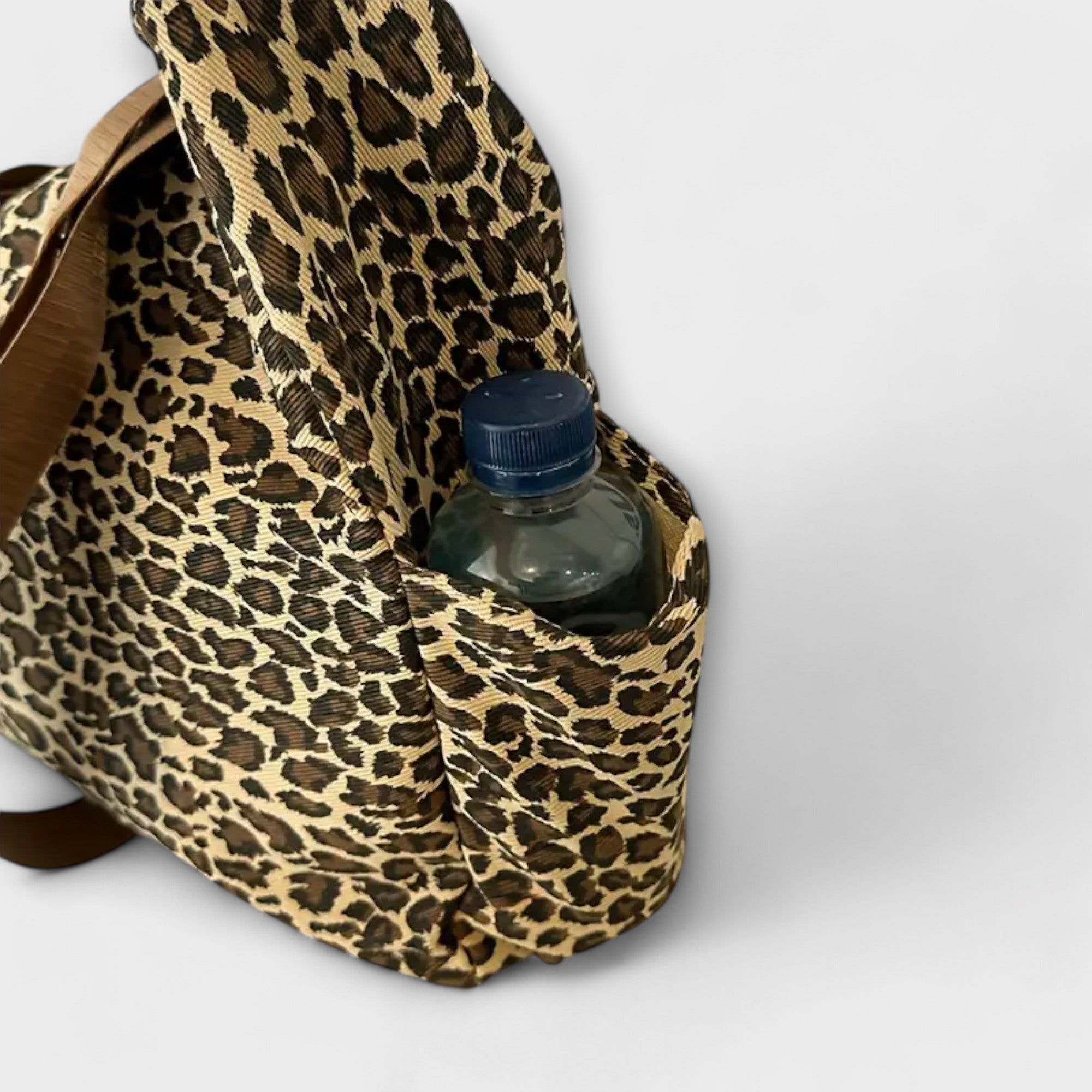 Valentyna - Plátenná Crossbody Taška s Leopardím Vzorom