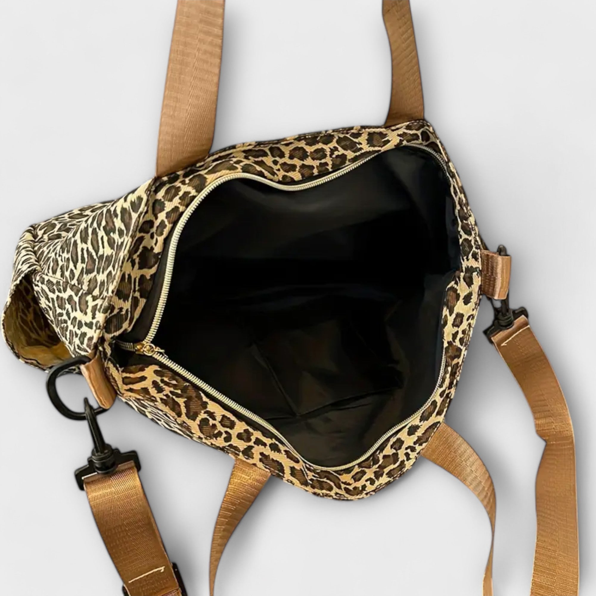 Valentyna - Plátenná Crossbody Taška s Leopardím Vzorom