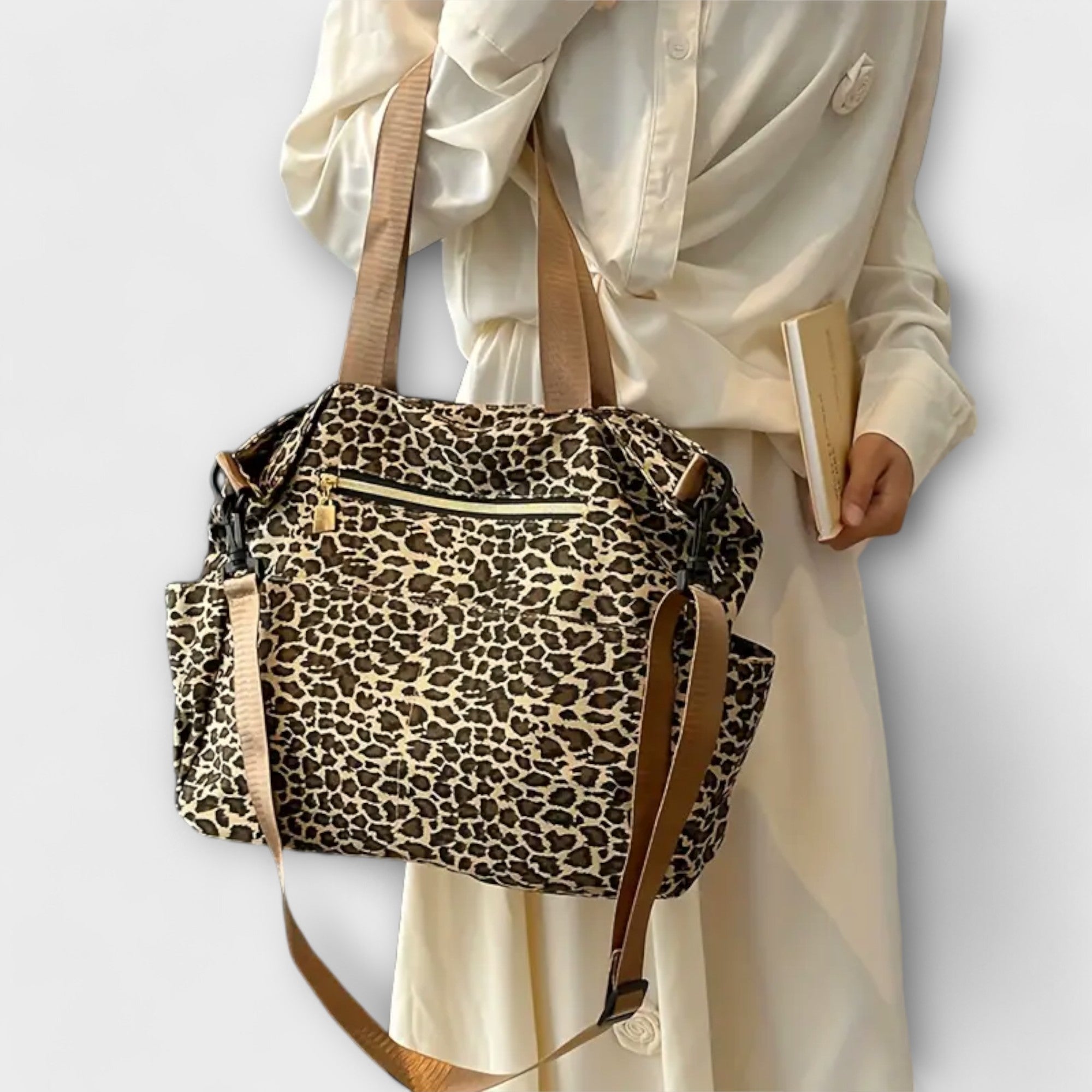 Valentyna - Plátenná Crossbody Taška s Leopardím Vzorom