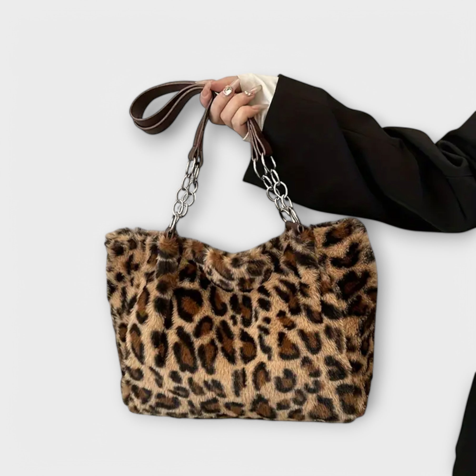 Valentyna - Módna taška inšpirovaná leopardou kožou z mäkkej umelej kožušiny